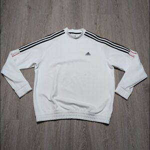 Adidas USA Golf White Pullover Sweatshirt‎ Men's Large Three Stripe Blue Red
